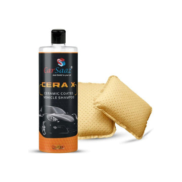 Cera X Ceramic Bike & Car Wash Shampoo 1 Litre with 2 Chamois Washing Sponges | Ceramic Coated Vehicles | Combo Pack