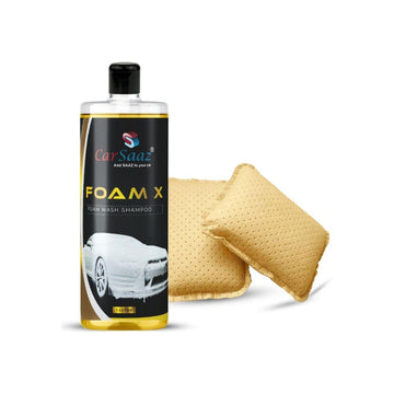 Foam X Car & Bike Wash Foam Shampoo (1L) with 2 Chamois Washing Sponges | Premium Foam Shampoo | Combo Pack