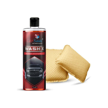 Wash X  Car & Bike Wash Shampoo (1 LTR) with 2 Chamois Washing Sponges | Combo Pack