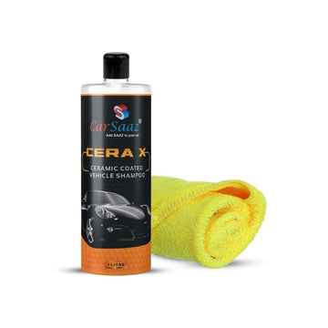 Cera X Ceramic Car & Bike Wash Shampoo 1 Litre with Microfiber Cloth 380 GSM | Combo Pack