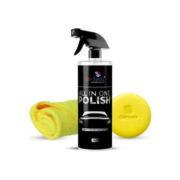 All In One Polish 1 Ltr with Applicator Pad and Microfiber Cloth 380 GSM | Car and Bike Polish | Instant Shine for Exterior, Interior and more | Multipurpose Polish,Instant Shine (Pack of 3)