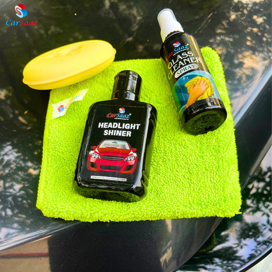 Premium Headlight Shiner Kit | Restore Like New in Minutes | Glass Cleaner | Microfiber Cloth and Applicator Pad