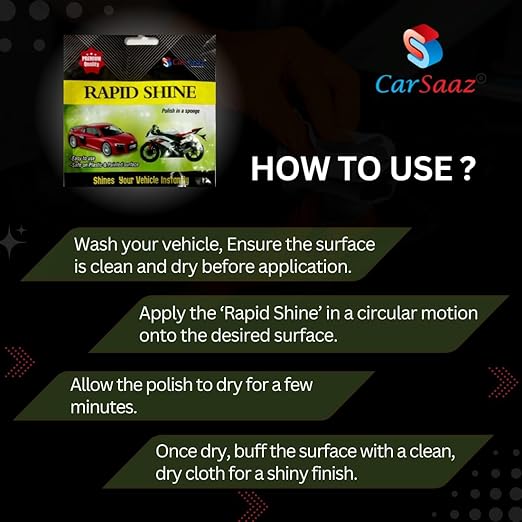 CAR SAAZ Rapid Shine Sponge Combo Pack of 12 | Polish Sponges for Instant Shine | Polish Combo for Car and Bike | Protect and Shine