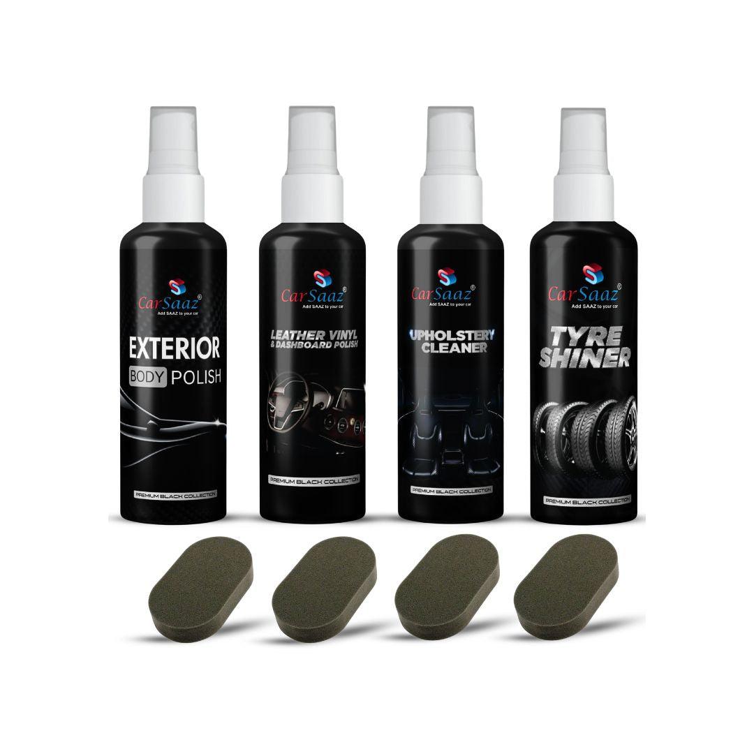 Car & Bike Polish Combo | Polish combo (100 ML Each) | Exterior Body Polish, Leather Vinyl & Dashboard Polish, Upholstery Cleaner, Tyre Shiner with | 4 Applicator Pads