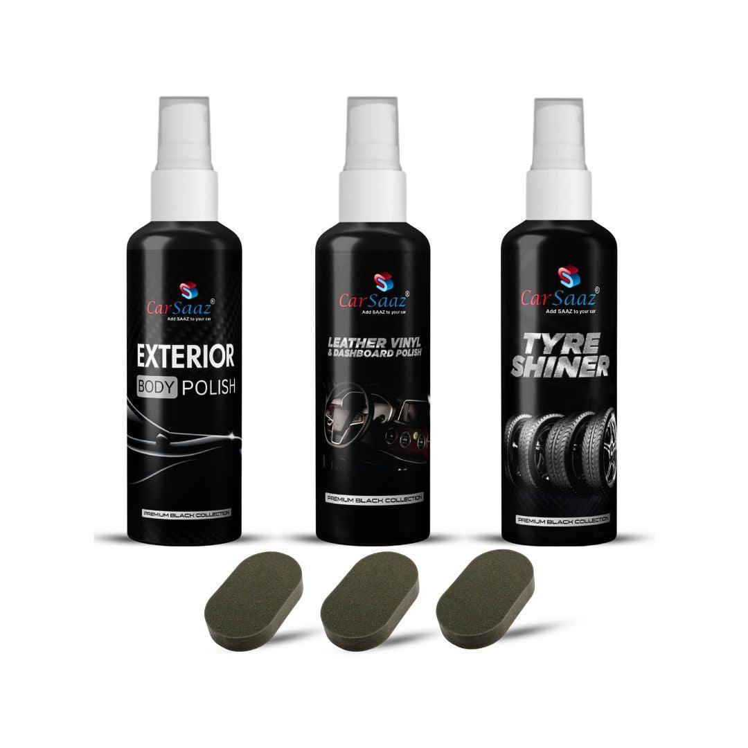 Car & Bike Polish Combo | Polish combo (100 ML Each) | Exterior Body Polish, Leather Vinyl & Dashboard Polish, Upholstery Cleaner, Tyre Shiner with | 3 Applicator Pads