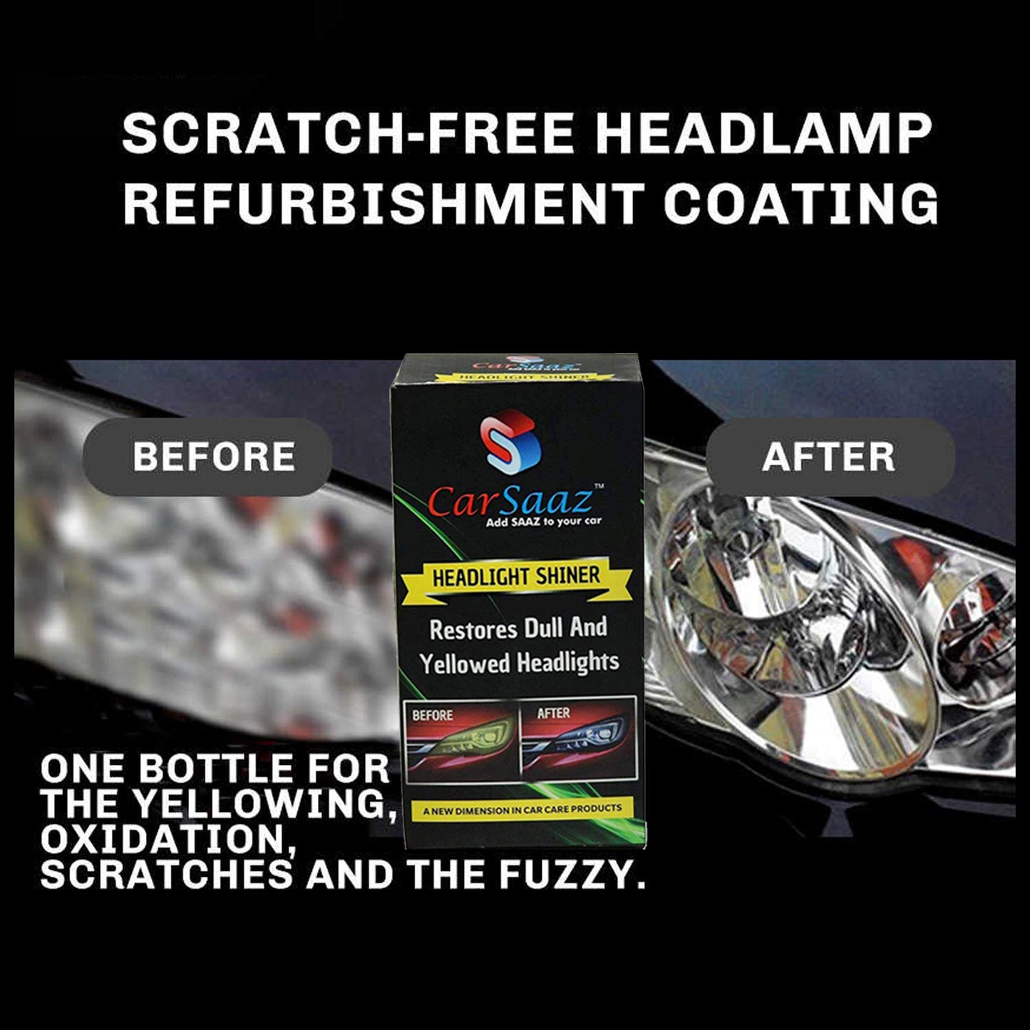 CAR SAAZ® Premium Headlight Shiner for Automobiles, Headlight Lens Restorer (120ml)